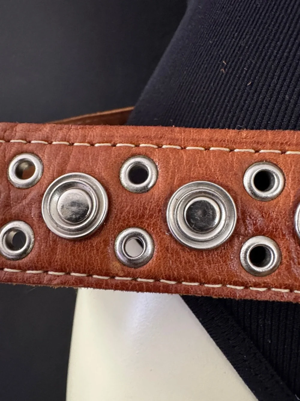 Chico’s Leather Studded Belt with Heart Buckle - Picture 11 of 16